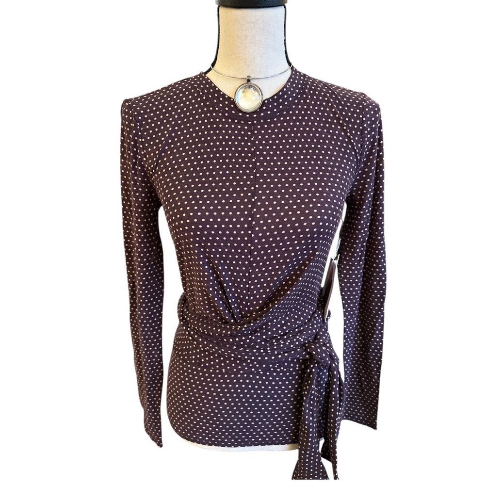 Nation LTD Este Polka Dot Wrap Top Blouse Long Sleeve XS Small Office Siren
